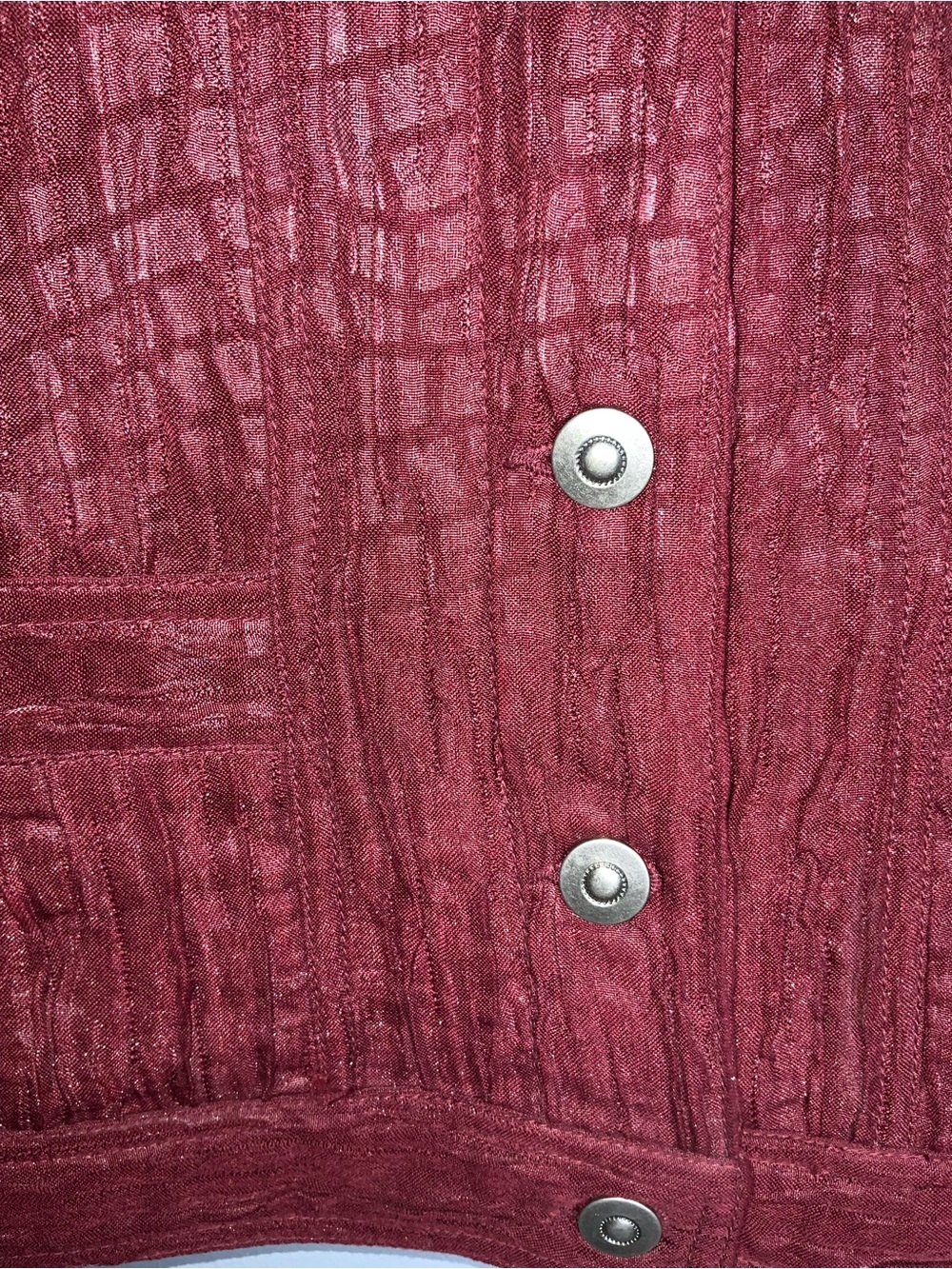 Ruby Rd. Textured Crinkle Button-Front Jacket in Burgundy 8P - Picture 6 of 10